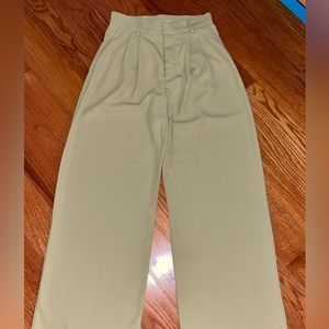 YesStyle - Sage Green Wide Leg Chiffon Pants - Size M